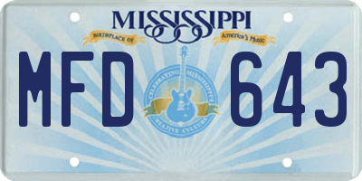 MS license plate MFD643
