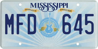 MS license plate MFD645