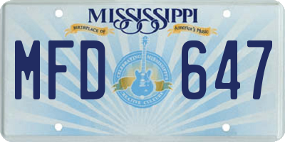 MS license plate MFD647