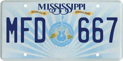 MS license plate MFD667