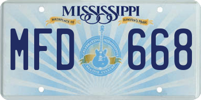 MS license plate MFD668
