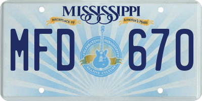 MS license plate MFD670
