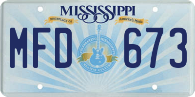 MS license plate MFD673