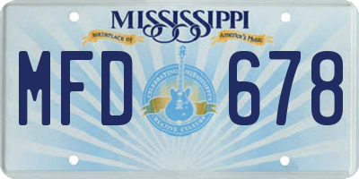 MS license plate MFD678