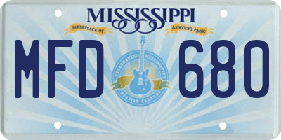 MS license plate MFD680