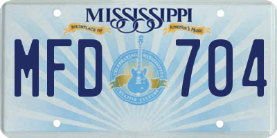 MS license plate MFD704