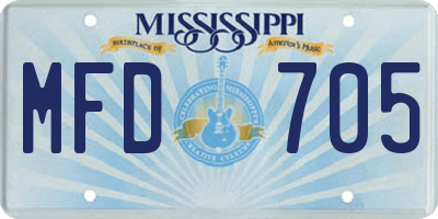 MS license plate MFD705