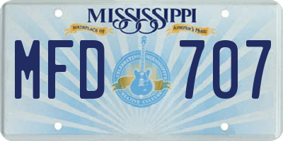 MS license plate MFD707