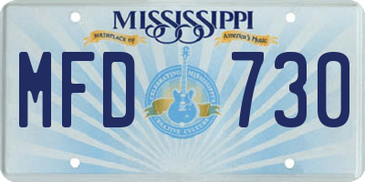 MS license plate MFD730