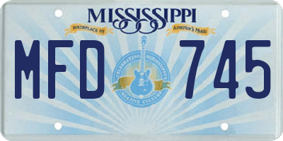 MS license plate MFD745