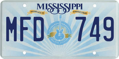 MS license plate MFD749