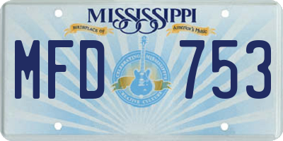 MS license plate MFD753