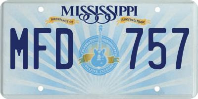 MS license plate MFD757