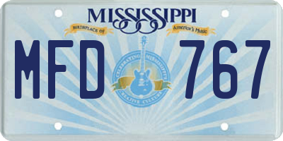 MS license plate MFD767