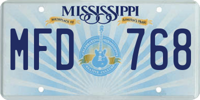 MS license plate MFD768