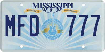 MS license plate MFD777