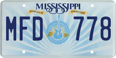 MS license plate MFD778