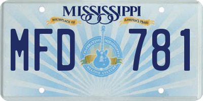 MS license plate MFD781