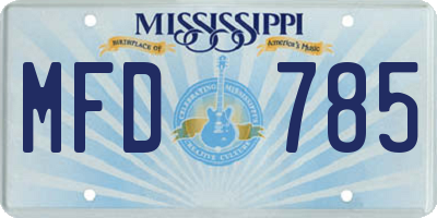 MS license plate MFD785