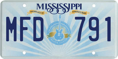 MS license plate MFD791