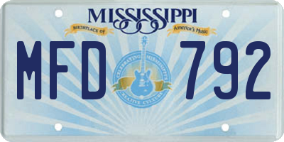 MS license plate MFD792