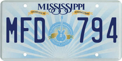 MS license plate MFD794