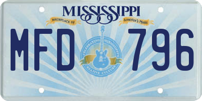 MS license plate MFD796