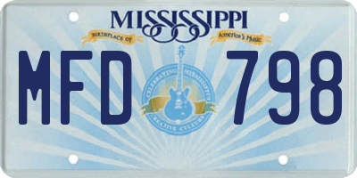 MS license plate MFD798
