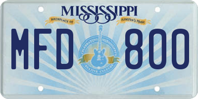 MS license plate MFD800