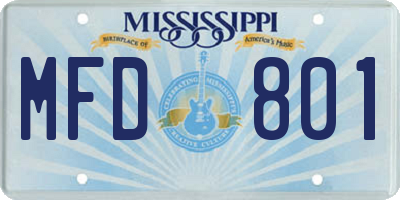 MS license plate MFD801