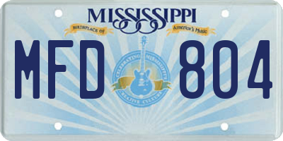 MS license plate MFD804