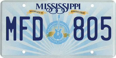 MS license plate MFD805