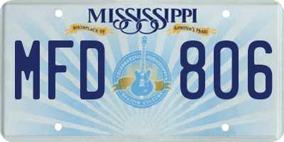 MS license plate MFD806