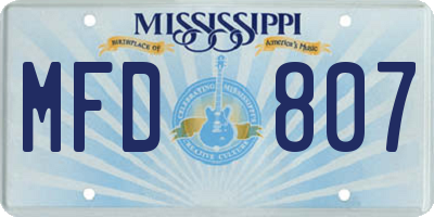 MS license plate MFD807