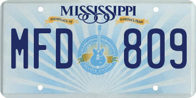 MS license plate MFD809