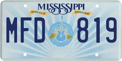 MS license plate MFD819