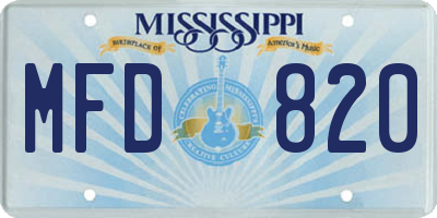 MS license plate MFD820