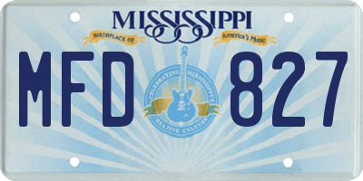 MS license plate MFD827