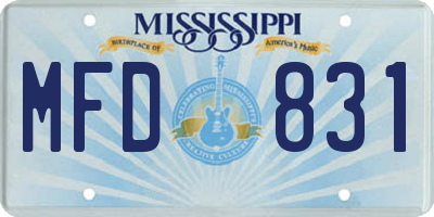 MS license plate MFD831