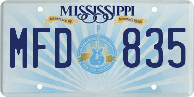 MS license plate MFD835