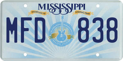 MS license plate MFD838