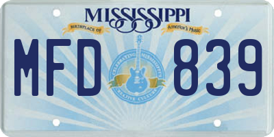MS license plate MFD839