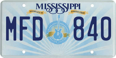 MS license plate MFD840