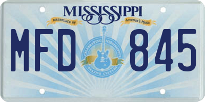 MS license plate MFD845