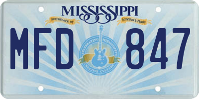 MS license plate MFD847