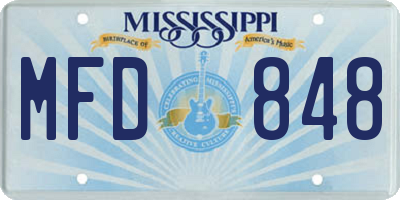 MS license plate MFD848