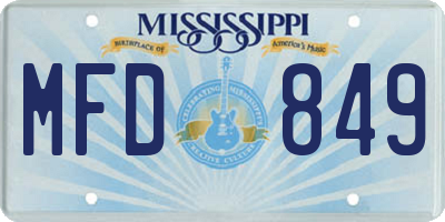 MS license plate MFD849