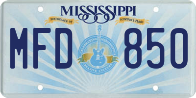 MS license plate MFD850