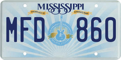 MS license plate MFD860