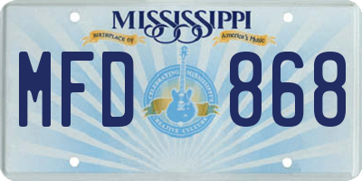 MS license plate MFD868